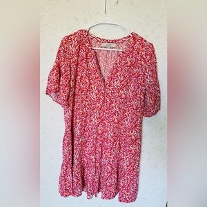 LOFT Pink and White Patterned Sundress, Size XS